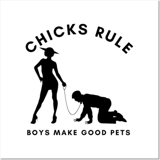 Chicks Rule Boys Make Good Pets Humor Female Empowerment Feminism Posters and Art